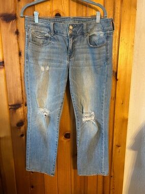 American Eagle Outfitters Light Blue Distressed Cropped Jeans